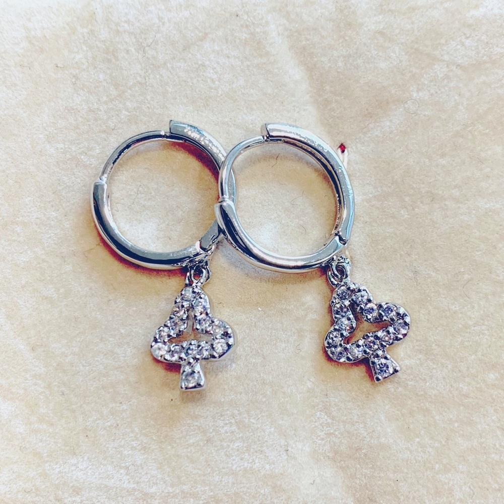 Sterling Silver Earrings with Poker-themed Charm